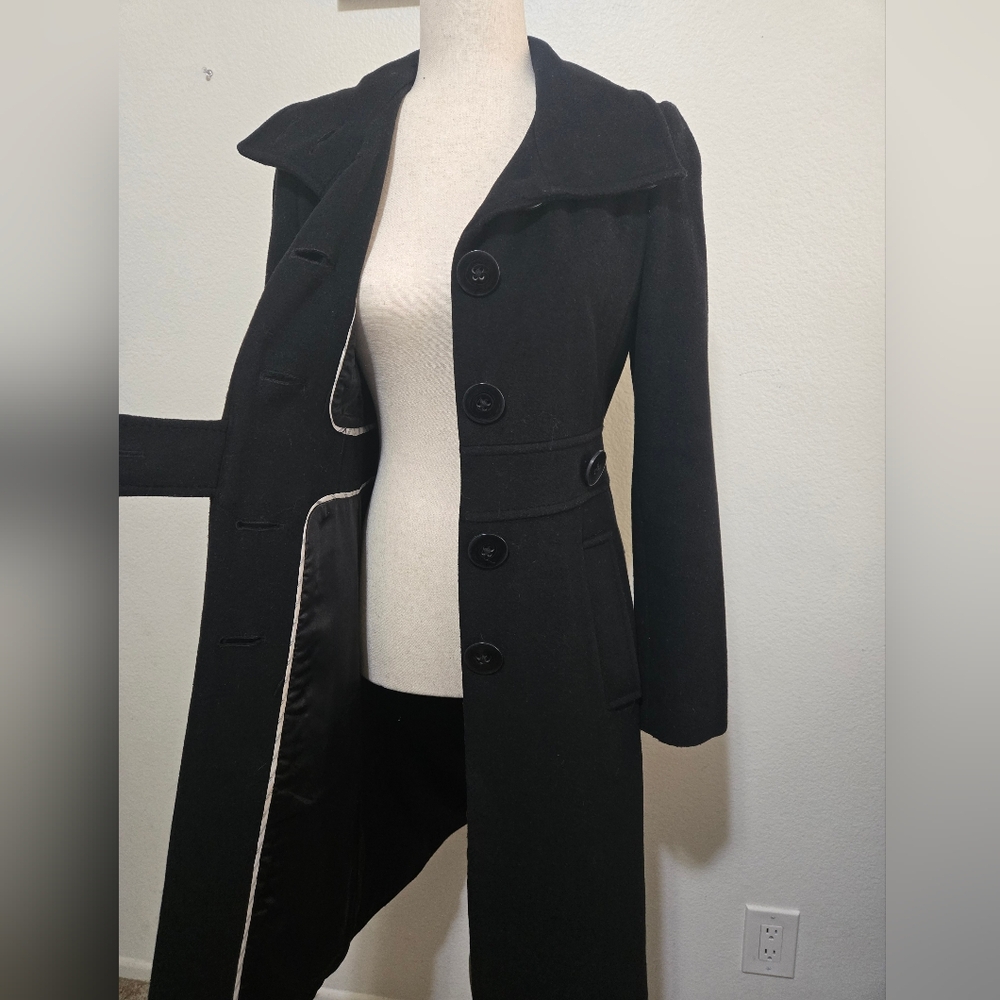 CLUB MONACO Classic Black Women's Trench Coat Wool Blend Size XS - Picture 7 of 16